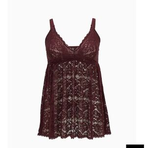 🆕 1X BURGUNDY LACE BRALETTE BABYDOLL